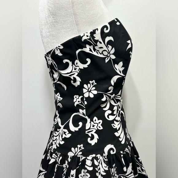 Jessica McClintock Gunne Sax Y2K Strapless Floral Damask Homecoming Dress - Picture 6 of 12